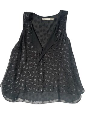 Alice + Olivia Black Sheer Glitter Heart Mini Dress – Size L